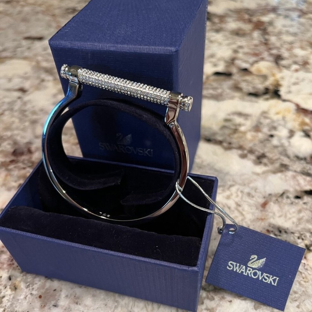 swarovski crystal friend Palladium-plated Bangle Bracelet